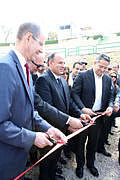 Ribbon-cutting ceremony (left to right): Rector of the University of Warsaw, M. Pałys, Governor of Alexandria, M. Sultan, Minister of Antiquities, Kh. el-Anany (Photo J. Ciesielska/PCMA)